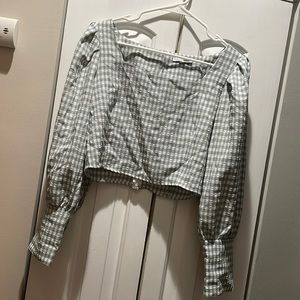 Grey and white checkered crop top